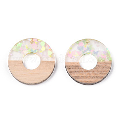Transparent Resin & White Wood Pendants&nbsp;RESI-N039-31