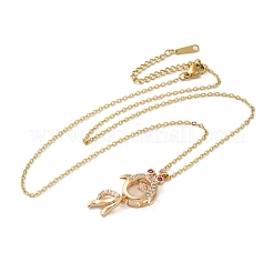 Brass Micro Pave Cubic Zirconia Pendant Necklaces for Women&nbsp;NJEW-E106-06KCG-01