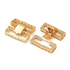 Brass Micro Pave Clear Cubic Zirconia Fold Over Clasps&nbsp;KK-K422-14G