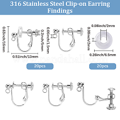 20Pcs 316 Stainless Steel Clip-on Earring Findings&nbsp;STAS-BBC0009-83P