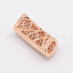 Brass Micro Pave Cubic Zirconia Hollow Tube Beads&nbsp;ZIRC-K003-25-NR