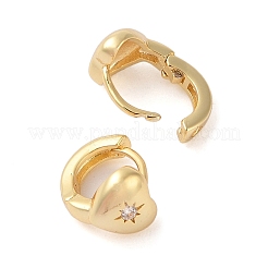 Brass with Clear Cubic Zirconia Hoop Earring&nbsp;LS-EJEW-Q385-03G