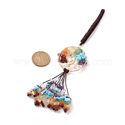 Wire Wrapped Chips Natural Gemstone Big Pendant Decorations&nbsp;HJEW-JM00831-02