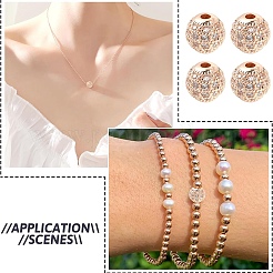 10Pcs Round Brass Micro Pave Cubic Zirconia Beads&nbsp;ZIRC-YW0001-26B