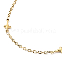 Ion Plating(IP) 304 Stainless Steel Cross Link Chain Necklace&nbsp;NJEW-K249-06G