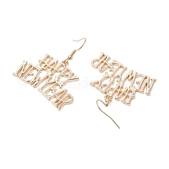 Word Happy New Year Alloy Dangle Earrings for Women&nbsp;EJEW-JE06155