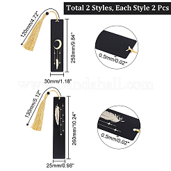 4Pcs 2 Style Brass or Stainless Steel Bookmarks&nbsp;AJEW-PH0004-65