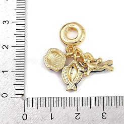 Brass Pave Jet Cubic Zirconia European Dangle Charms&nbsp;KK-N271-28G