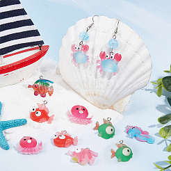 32Pcs 8 Styles Ocean Theme Opaque Resin Pendants&nbsp;RESI-SC0002-37