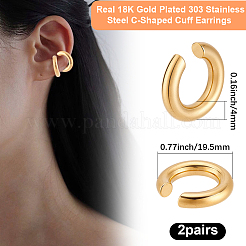 2 Pairs 303 Stainless Steel Cuff Earrings&nbsp;EJEW-BBC0002-25G
