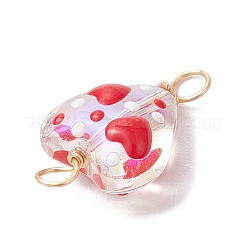 Handmade Glass Enamel Heart Links Connector Charms&nbsp;PALLOY-JF04263-01