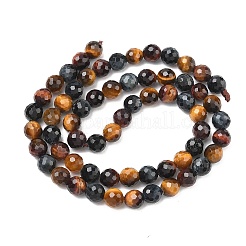 Three-Color Natural Tiger Eye Beads Strands&nbsp;G-L642-F08-6mm