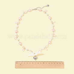 Alloy Heart with Word Pendant Necklace&nbsp;NJEW-FZ00004-14