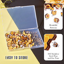 Bee Theme Wooden Stud Earrings&nbsp;WOOD-TA0002-64