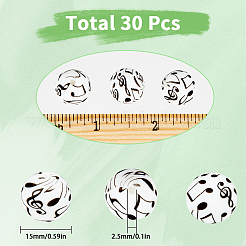 30Pcs Printed Silicone Focal Beads&nbsp;SIL-SC0001-73