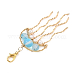 201 Stainless Steel & Synthetic Moonstone Beaded Pendants Decoration&nbsp;HJEW-JM05048-01
