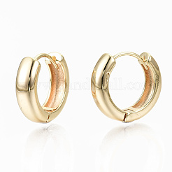 Brass Huggie Hoop Earrings&nbsp;KK-S356-151G-NF