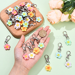 30Pcs 6 Colors Resin Flower Pendant Decorations&nbsp;HJEW-YW00140