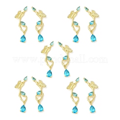Sky Blue Cubic Zirconia Butterfly with Teardrop Dangle Sutd Earring&nbsp;EJEW-H092-02G