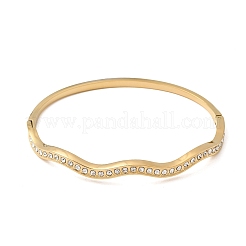 304 Stainless Steel Rhinestone Hinged Bangles for Women&nbsp;BJEW-B168-11G