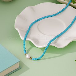 2Pcs 2 Color Rice Natural Pearl & Glass Seed Beaded Necklaces for Women&nbsp;NJEW-GO0001-04A