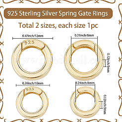 2Pcs 2 Styles 925 Sterling Silver Spring Gate Rings&nbsp;STER-SC0001-66B