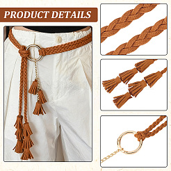 2Pcs 2 Colors Bohemian Imitation Leather Tassel with Alloy Ring Waist Chain Belts for Women&nbsp;AJEW-CL0005-22A