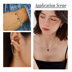 9Pcs 9 Colors Rectangle Brass Micro Pave Cubic Zirconia Charms&nbsp;KK-TA0008-33