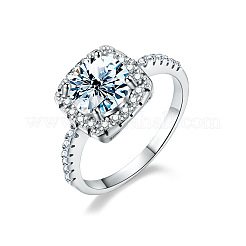Rhodium Plated 925 Sterling Silver Pave 6.5x3.9mm Moissanite Finger Rings for Women&nbsp;WGE3211-02