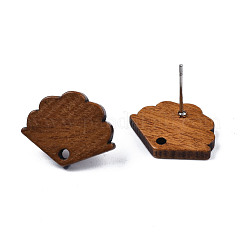 Walnut Wood Stud Earring Findings&nbsp;MAK-N032-014