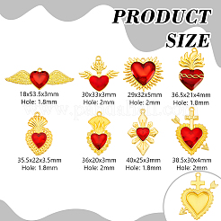 32Pcs 8 Styles Alloy Red Enamel Pendants&nbsp;ENAM-GA0001-18