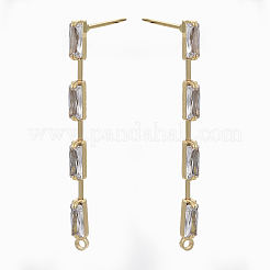 Brass Clear Cubic Zirconia Stud Earring Findings&nbsp;LS-KK-N232-13-NF