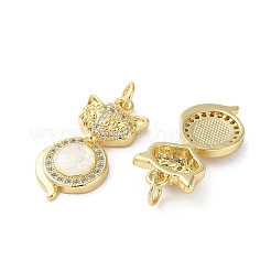 Brass Micro Pave Clear Cubic Zirconia Pendants&nbsp;KK-C045-12G