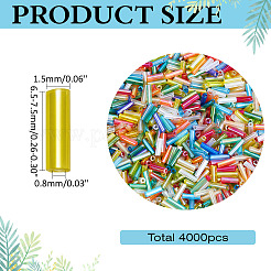 4000Pcs Transparent Colours Rainbow Glass Round Bugle Beads&nbsp;SEED-ME0001-24