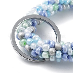 Glass Beaded Bracelet Wrist Keychain&nbsp;AJEW-Z018-01F