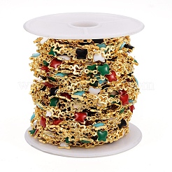 Handmade Brass Enameled Link Chains&nbsp;CHC-F011-16-G