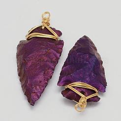 Electroplated Quartz Crystal Big Pendants&nbsp;G-G908-03G