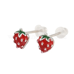 925 Sterling Silver Enamel Stud Earrings&nbsp;EJEW-G442-01P