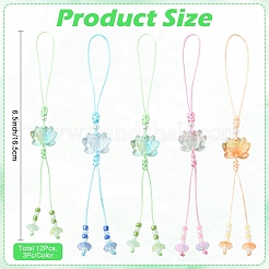 12Pcs 4 Colors Handmade Lampwork with Transparent Glass Bead Pendant Decorations&nbsp;HJEW-YW00464