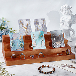 4-Tier Wood Jewelry Earring Display Card Display Risers&nbsp;ODIS-WH0025-179B-02