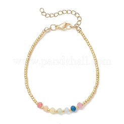Chakra Dyed Natural Malaysia Jade Rondelle Beads & Glass Seed Beaded Bracelets for Women&nbsp;BJEW-JB13075