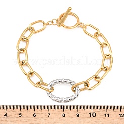 Two-Tone 304 Stainless Steel Cable Chain Bracelets&nbsp;BJEW-T023-03GP