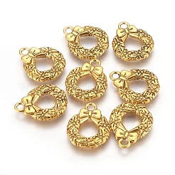 Tibetan Style Alloy Christmas Wreath Pendants&nbsp;X-TIBEP-GC153-AG-RS