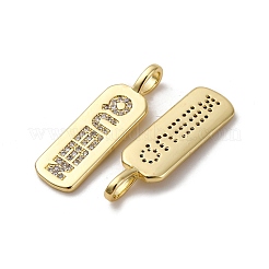 Brass Micro Pave Cubic Zirconia Pendants&nbsp;KK-P308-41G