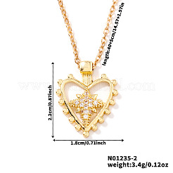 Korean Fashion Brass Pave Clear Cubic Zirconia Hollow Heart Star Pendant Necklaces for Women&nbsp;JH4216-2
