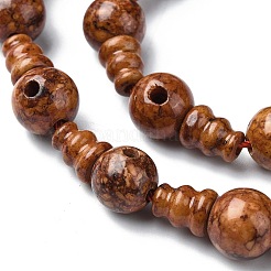 Dyed Natural Fossil 3-Hole Guru Bead Strands&nbsp;G-K149-51A