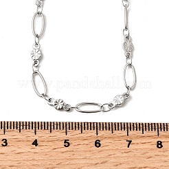 304 Stainless Steel Flower Link Chain Necklaces for Women&nbsp;NJEW-A046-02C-P