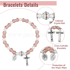 6Pcs 6 Colors Glass & Acrylic Imitation Pearl Beaded Stretch Bracelets Set&nbsp;BJEW-FI0001-37