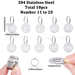 10Pcs 304 Stainless Steel Pendants & Kaychain Clasp&nbsp;STAS-SC0021-27B