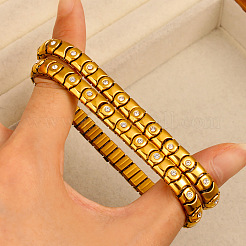 304 Stainless Steel & Clear Cubic Zirconia Stretch Bangles for Women&nbsp;WG7DF35-01